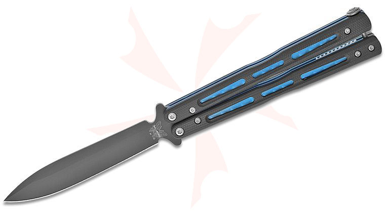 Benchmade 51BK Morpho Balisong Butterfly Knife 4.25 inch Black D2 Plain Blade, G10 Handles