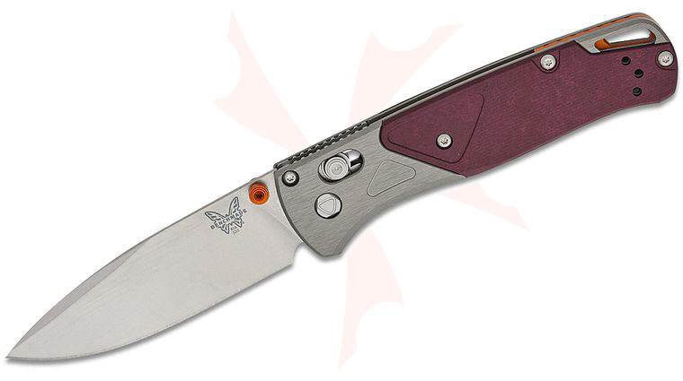 Benchmade 535-09 Bugout AXIS Folding Knife 3.24 inch S90V Stonewashed Drop Point Blade, Gray Aluminum Handles with Redstone Richlite Onlays