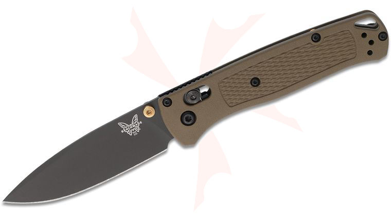 Benchmade Bugout AXIS Folding Knife 3.24 inch S30V Smoked Gray Plain Blade, Ranger Green Grivory Handles