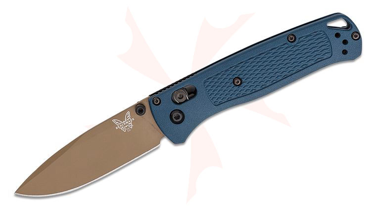 Benchmade 535FE-05 Bugout AXIS Folding Knife 3.24 inch S30V Flat Dark Earth Cerakote Plain Blade, Crater Blue Grivory Handles
