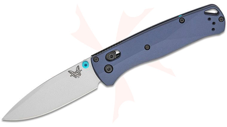 Benchmade 535SL-13 Seasonal Bugout AXIS Folding Knife 3.24 inch S90V Crushed Silver Cerakote Drop Point Blade, Crater Blue Aluminum Handles