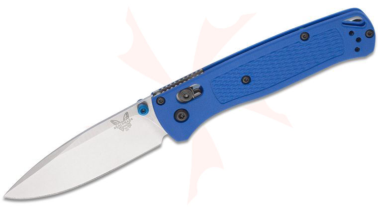Benchmade 535 Bugout AXIS Folding Knife 3.24 inch S30V Satin Plain Blade, Blue Grivory Handles