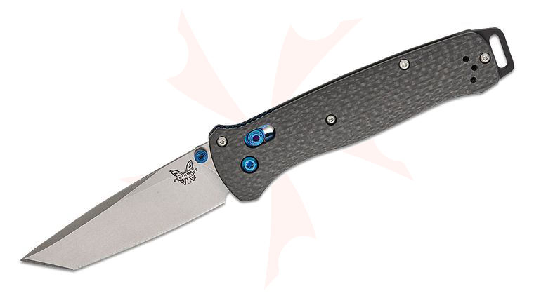 Benchmade Bailout AXIS Folding Knife 3.38 inch M390 Stonewashed Plain Tanto Blade, Carbon Fiber Handles