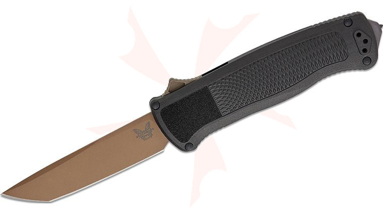 Benchmade 5370FE-08 Shootout OTF AUTO Knife 3.51 inch S30V Flat Earth PVD Tanto Blade, Black CF-Elite Handles