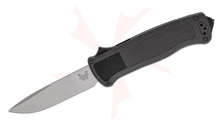 Benchmade 5371-04 Shootout OTF AUTO Knife 3.51 inch S30V Stonewashed Drop Point Blade, Black Grivory Handles