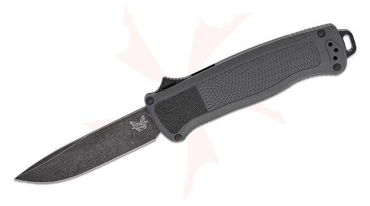 Benchmade 5371BK-05 Shootout OTF AUTO Knife 3.51 inch S30V Black DLC Battlewashed Drop Point Blade, Black Grivory Handles