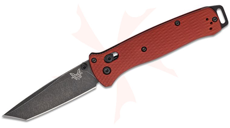 Benchmade Bailout AXIS Folding Knife 3.38 inch CPM-MagnaCut Black Battlewash Tanto Plain Blade, Burnt Copper Aluminum Handles