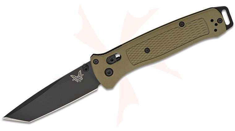 Benchmade 537BK-06 Bailout AXIS Folding Knife 3.38 inch CPM-S30V Graphite Black Cerakote Tanto Plain Blade, Ranger Green Grivory Handles