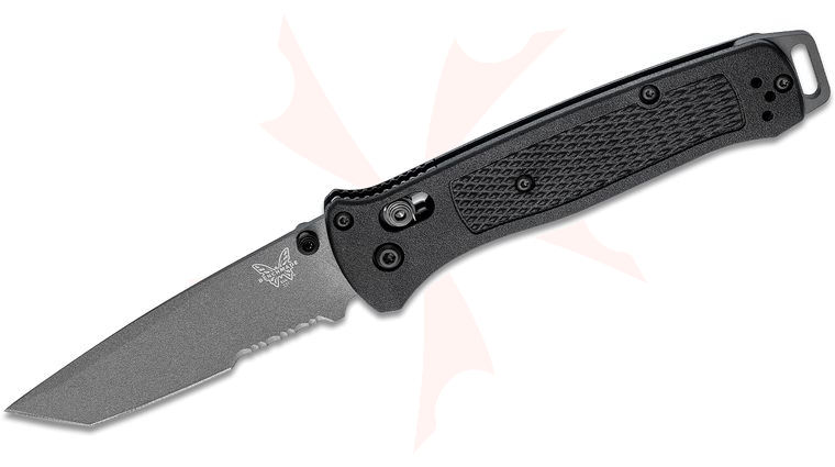 Benchmade 537SGY Bailout AXIS Folding Knife 3.38 inch CPM-3V Gray Cerakote Combo Tanto Blade, Black Grivory Handles