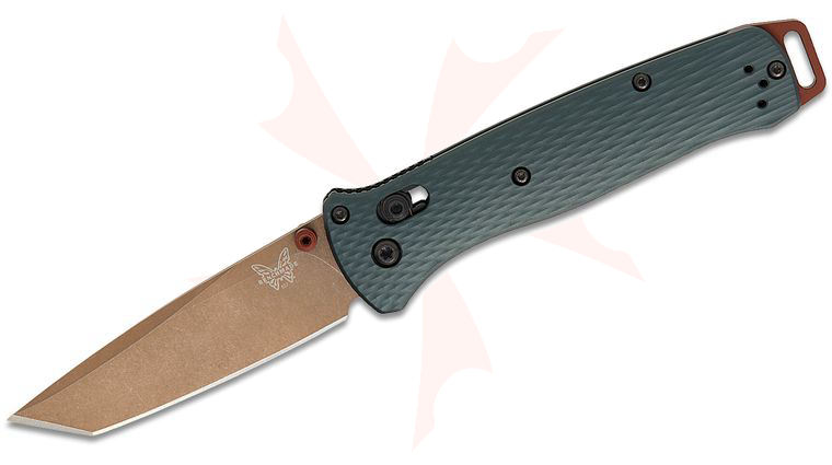 Benchmade 537FE-2601 Seasonal Bailout AXIS Folding Knife 3.38 inch S90V Flat Dark Earth Tanto Plain Blade, Taiga Green Aluminum Handles