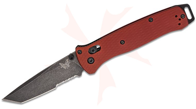 Benchmade Bailout AXIS Folding Knife 3.38 inch CPM-MagnaCut Black Battlewash Tanto Combo Blade, Burnt Copper Aluminum Handles