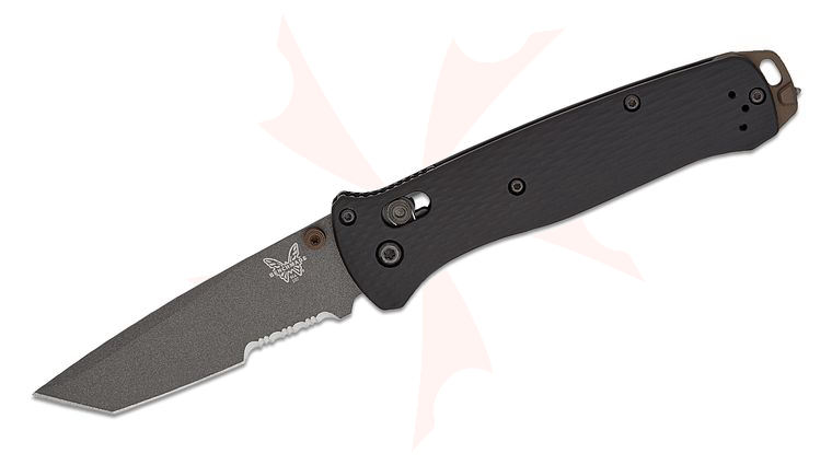 Benchmade 537SGY-03 Bailout AXIS Folding Knife 3.38 inch CPM-M4 Tungsten Gray Tanto Combo Blade, Black Aluminum Handles
