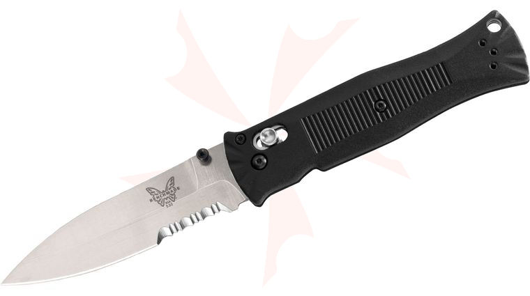 Benchmade 530S Pardue AXIS Folder 3.25 inch Satin Combo Blade, Grivory Handles