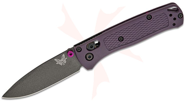 Benchmade 533GY-09 Mini Bugout AXIS Folding Knife 2.82 inch S30V Tungsten Gray Cerakote Plain Blade, Dark Purple Grivory Handles
