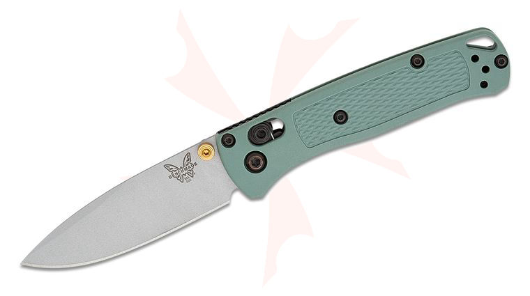Benchmade 533SL-07 Seasonal Mini Bugout AXIS Folding Knife 2.82 inch S30V Crushed Silver Cerakote Plain Blade, Sage Green Grivory Handles