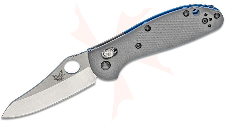 Benchmade Mini Griptilian AXIS Lock Folding Knife 2.91 inch CPM-20CV Satin Sheepsfoot Plain Blade, Gray G10 Handles