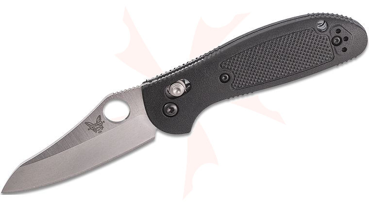 Benchmade Mini Griptilian AXIS Lock Folding Knife 2.91 inch S30V Satin Flat Ground Sheepsfoot Plain Blade, Black Noryl GTX Handles