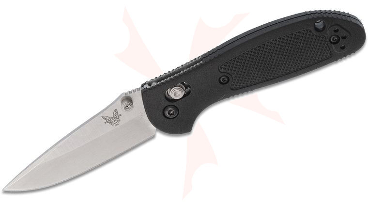 Benchmade Mini Griptilian AXIS Lock Folding Knife 2.91 inch S30V Satin Drop Point Plain Blade, Black Noryl GTX Handles