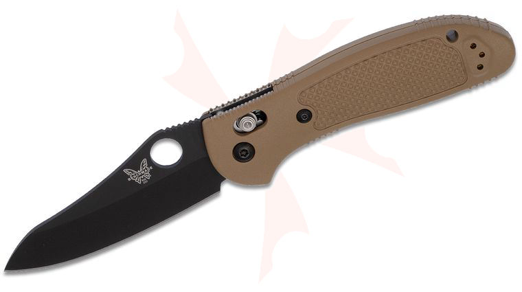 Benchmade Griptilian AXIS Lock Folding Knife 3.45 inch S30V Black Flat Ground Sheepsfoot Plain Blade, Sand Color Noryl GTX Handles