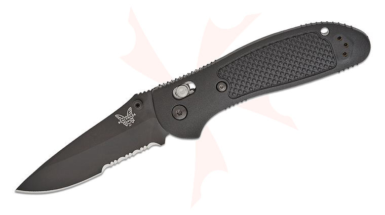 Benchmade Griptilian AXIS Lock Folding Knife 3.45 inch S30V Black Drop Point Combo Blade, Black Grivory Handles