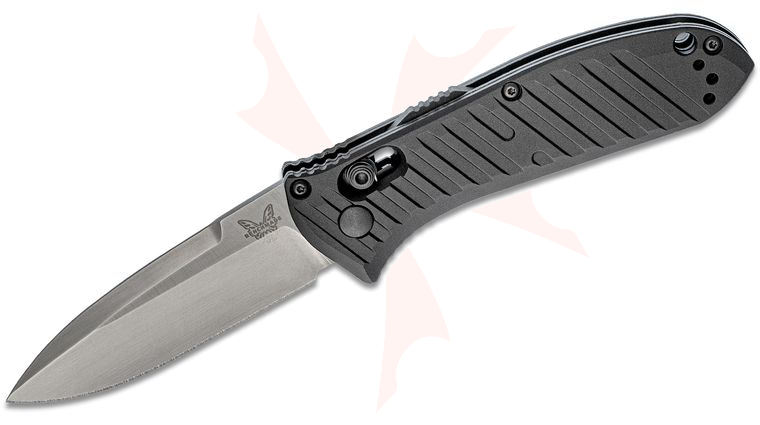 Benchmade 5750 Mini Presidio II AUTO Folding Knife 3.2 inch S30V Satin Plain Blade, Milled Black Aluminum Handles