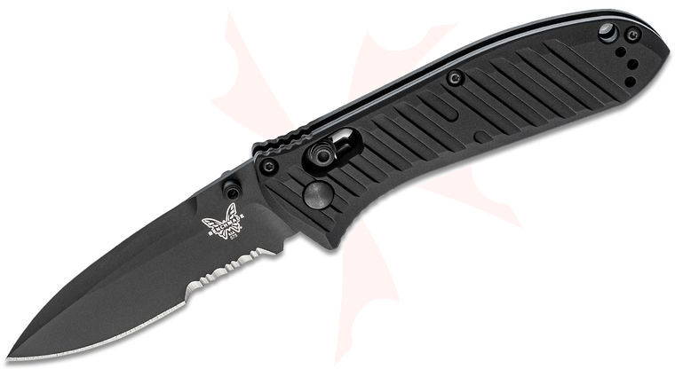 Benchmade 575SBK Mini Presidio II Folding Knife 3.2 inch S30V Black Combo Blade, Milled Black Aluminum Handles