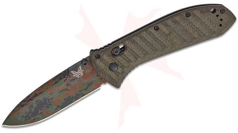 Benchmade SHOT Show 2026 Limited Edition 570CAMO-2601 Presidio II Folding Knife 3.72 inch S30V Camo Cerakote Drop Point Blade, Milled OD Green Canvas Micarta Handles
