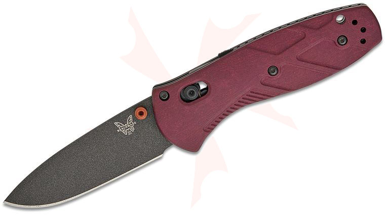 Benchmade 585BK-04 Mini Barrage AXIS-Assisted Folding Knife 2.91 inch S30V Black Drop Point Plain Blade, Redstone Richlite Handles