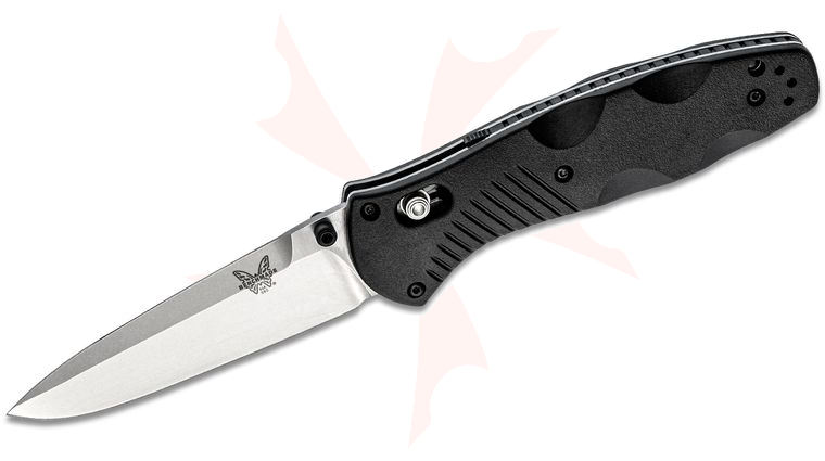 Benchmade Barrage AXIS-Assisted Folding Knife 3.6 inch Satin Plain Blade, Black Valox Handles