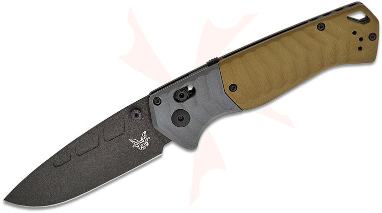 Benchmade PSK Personal Survival Kit AXIS-Assisted Folding Knife 3.4 inch CPM-MagnaCut Cobalt Cerakote Drop Point Blade, Milled OD Green G10 Handles with Gray G10 Bolsters