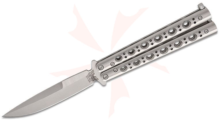 Benchmade 62 Balisong Butterfly Knife 4.25 inch Weehawk Plain Blade, Stainless Steel Handles