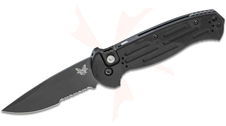 Benchmade AFO II AUTO Folding Knife 3.56 inch Black Combo Blade, Aluminum Handles
