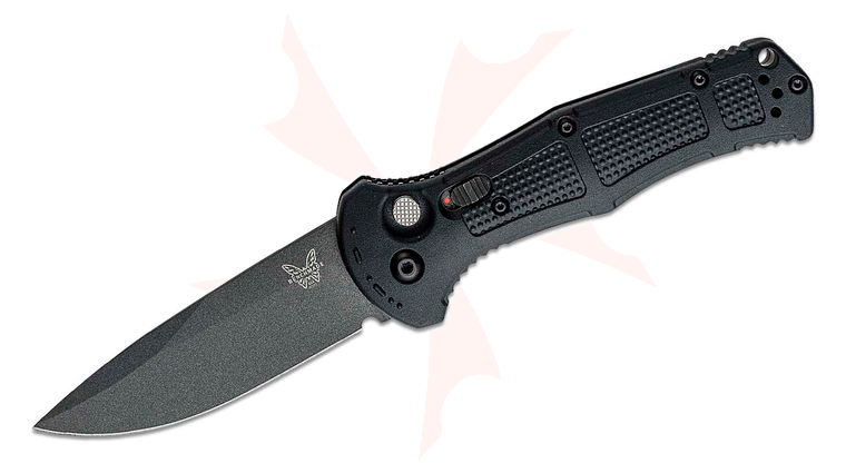 Benchmade 9070BK Claymore AUTO Folding Knife 3.6 inch CPM-D2 Cobalt Black Drop Point Plain Blade, Black Grivory Handles