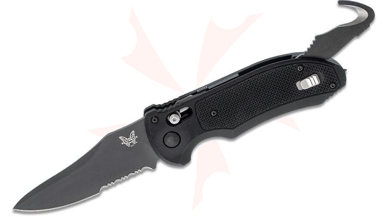 Benchmade 9170SBK AUTO AXIS Triage Rescue Folder 3.58 inch Black Combo Blade, Aluminum with Black G10 Inlays