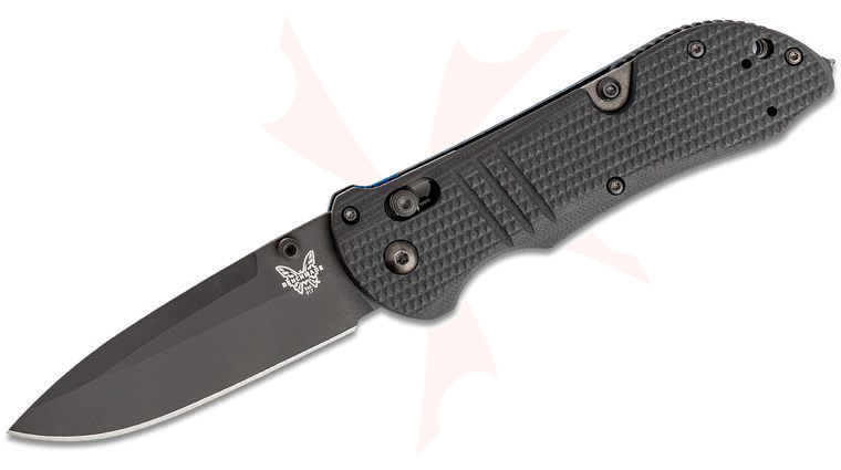 Benchmade Thin Blue Line Tactical Triage Rescue Folding Knife 3.48 inch S30V Black Plain Blade, Black G10 Handles with Blue G10 Spacers, Safety Cutter, Glass Breaker