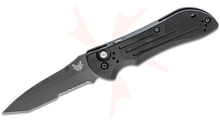 Benchmade AUTO Stryker Folding Knife 3.6 inch Black Combo Tanto Blade, Aluminum Handles