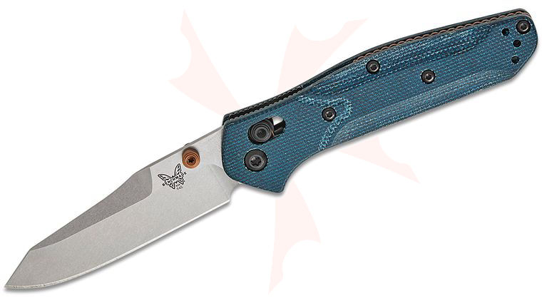 Benchmade 945-04 Mini Osborne AXIS Lock Folding Knife 2.92 inch M390 Stonewashed Plain Blade, Denim Micarta Handles