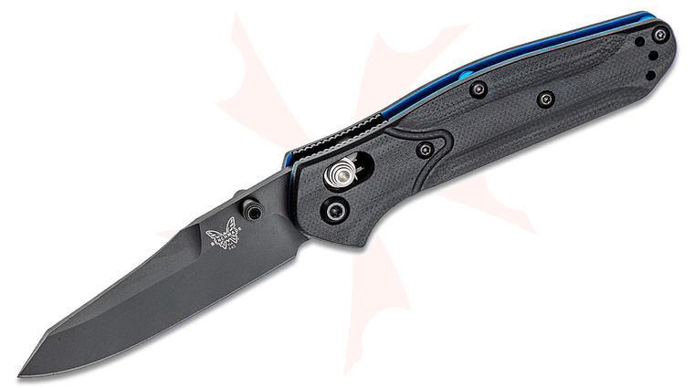 Benchmade Mini Osborne Folding Knife 2.92 inch S30V Black Plain Blade, Black G10 Handles