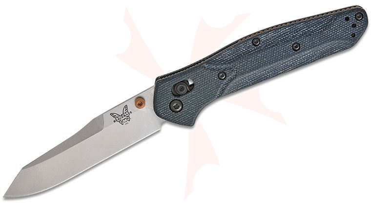 Benchmade 940-04 Osborne AXIS Lock Folding Knife 3.4 inch M390 Stonewashed Plain Blade, Denim Micarta Handles