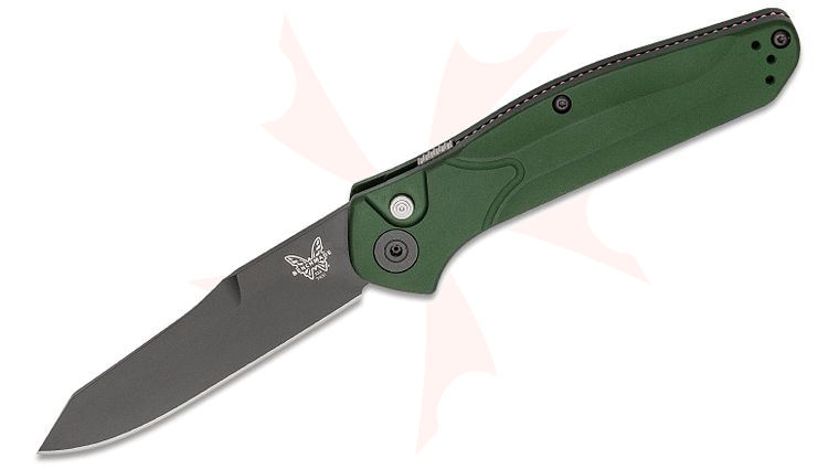 Benchmade 9400BK Osborne AUTO Folding Knife 3.4 inch S30V Black Plain Blade, Green Aluminum Handles