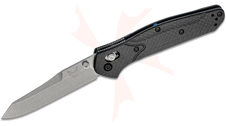 Benchmade 940-1 Osborne Folding Knife 3.4 inch S90V Stonewash Plain Blade, Carbon Fiber Handles