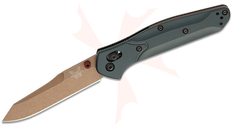 Benchmade 940FE-2601 Seasonal Osborne Folding Knife 3.4 inch S90V Flat Dark Earth Battlewash PVD Plain Blade, Taiga Green Aluminum Handles