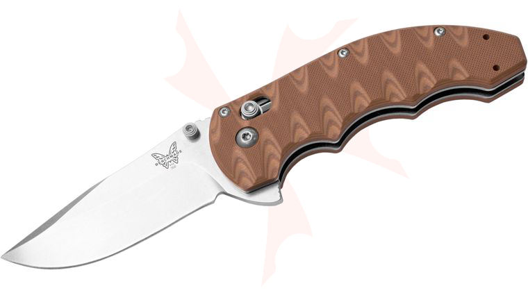 Benchmade 300SN Butch Ball AXIS Lock Flipper Knife 3.05 inch Satin Plain Blade, Textured Sand/Earth G10 Handles