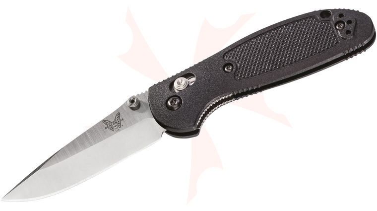 Benchmade 556 Mini Griptilian Folding Knife 2.91 inch Satin Plain Blade, Black Handles