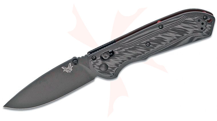 Benchmade Freek Folding Knife 3.6 inch Black Cerakoted CPM-M4 Plain Blade, Black/Gray G10 Handles