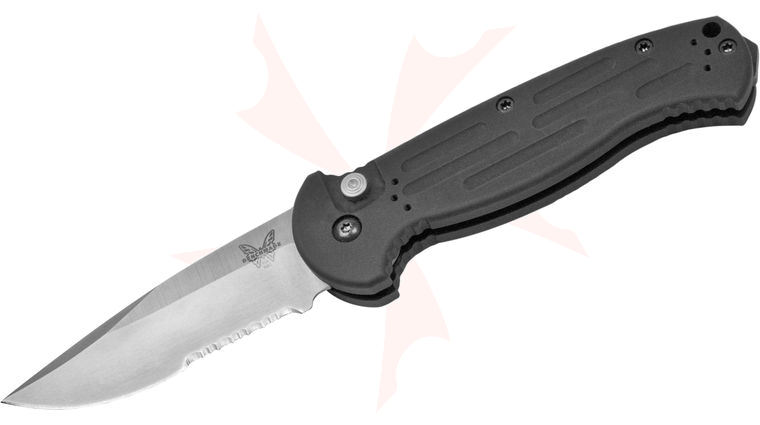 Benchmade 9051S AFO II AUTO 3.56 inch Satin Combo Blade, Aluminum Handles