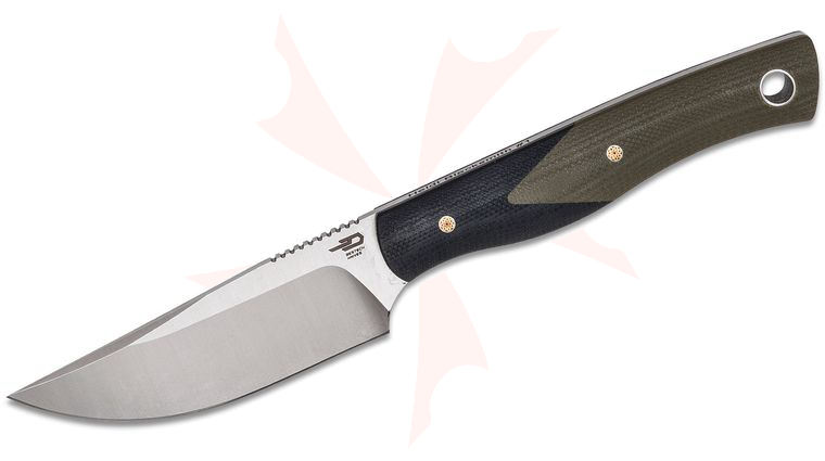 Bestech Knives Heidi Blacksmith #1 Fixed Blade Knife 3.15 inch D2 Satin Blade, Black/Beige G10 Handles, Kydex Sheath