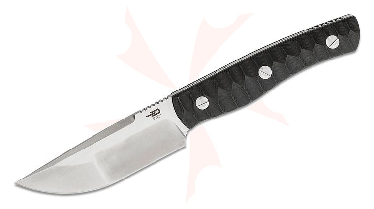 Bestech Knives Heidi Blacksmith #2 Fixed Blade Knife 3.87 inch S35VN Satin Clip Point Blade, Carbon Fiber Handles, Kydex Sheath
