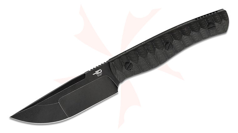 Bestech Knives Heidi Blacksmith #2 Fixed Blade Knife 3.87 inch S35VN Black Stonewash Clip Point Blade, Carbon Fiber Handles, Kydex Sheath