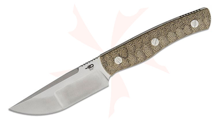 Bestech Knives Heidi Blacksmith #2 Fixed Blade Knife 3.87 inch S35VN Satin Clip Point Blade, Green Canvas Micarta Handles, Kydex Sheath